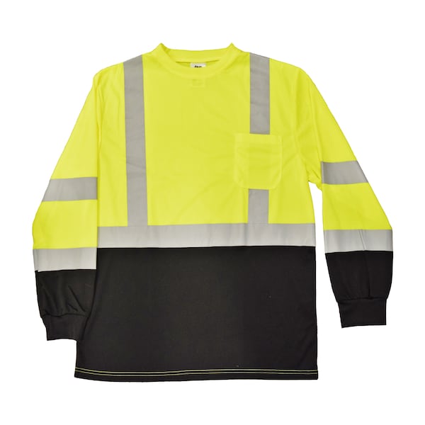 Azusa Safety Male Hi-Vis Long Sleeve T-Shirt, Type R, Lime/Black, Medium LSTLB - main